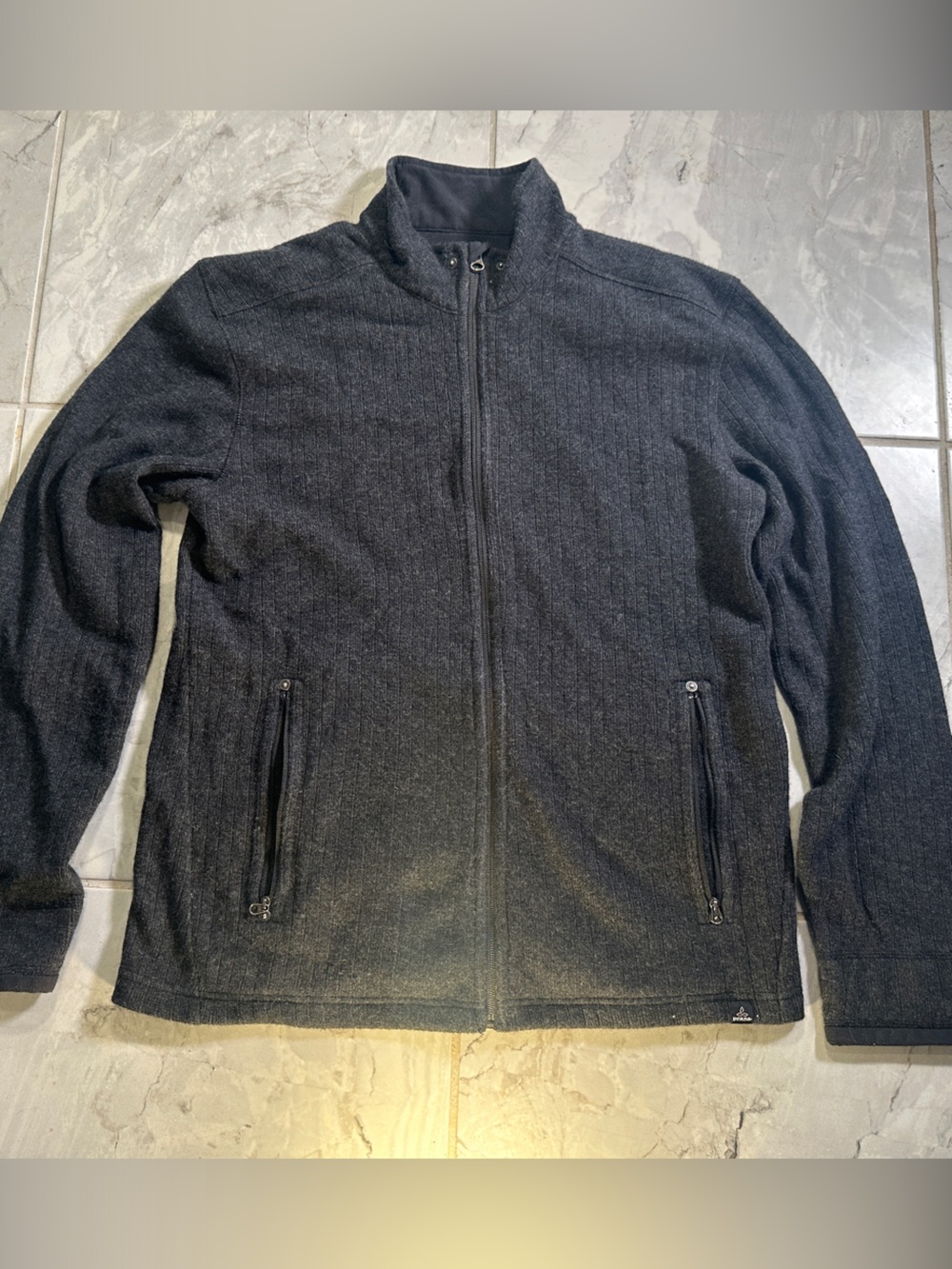 Men's Prana Full-Zip wool blend Knit Sweater Jacket - Charcoal
